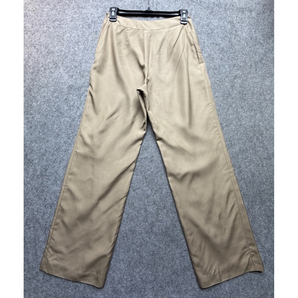 Ann Taylor Petites 100% Silk Wide Leg Pants Tan Beige Side Zip Size 2P